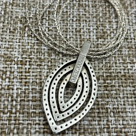 925 Italy Milor Multi-Strand Necklace w/ Layered Teardrop Pendant, 16-18" - Picture 11 of 16